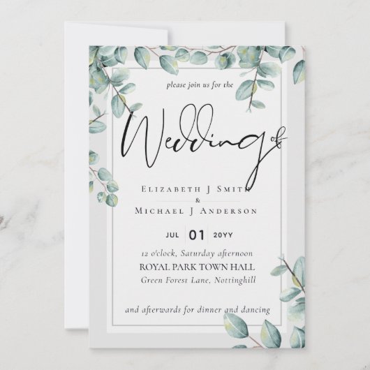 Greenery Eucalyptus Lila Lemon Gray Wedding (Voorkant)