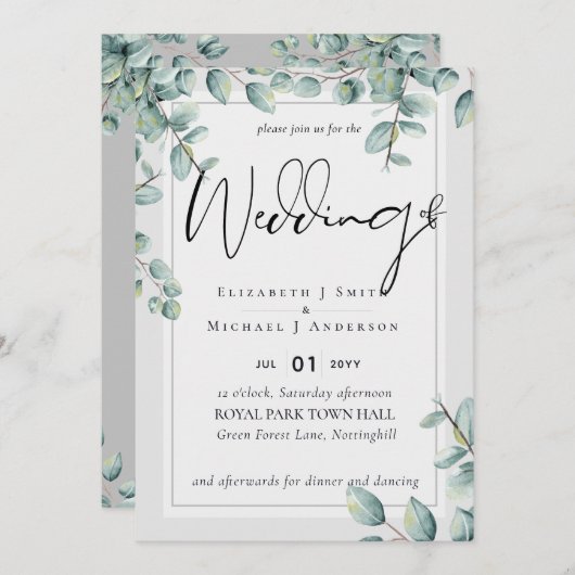 Greenery Eucalyptus Lila Lemon Gray Wedding (Voorkant / Achterkant)