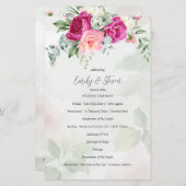 Greenery eucalyptus magenta flower trouwprogramma (Voorkant / Achterkant)