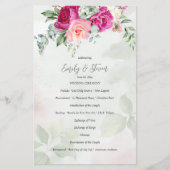 Greenery eucalyptus magenta flower trouwprogramma (Voorkant)