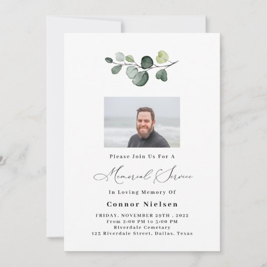 Greenery Eucalyptus Memorial Service Kaart (Voorkant)