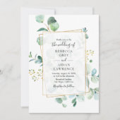 Greenery Eucalyptus met Geometric Lijst Wedding Kaart (Voorkant)