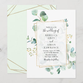 Greenery Eucalyptus met Geometric Lijst Wedding Kaart