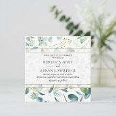 Greenery Eucalyptus met Geometric Lijst Wedding Kaart (Staand voorkant)