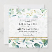 Greenery Eucalyptus met Geometric Lijst Wedding Kaart (Voorkant)