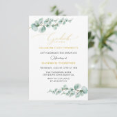 Greenery Eucalyptus Metallic Gold Afstuderen Kaart (Staand voorkant)