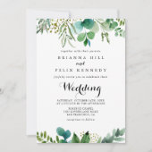 Greenery Eucalyptus Modern Calligraphy Wedding Kaart (Voorkant)