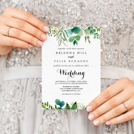 Greenery Eucalyptus Modern Calligraphy Wedding Kaart