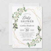 Greenery Eucalyptus Modern Geometric Baby shower Kaart (Voorkant)
