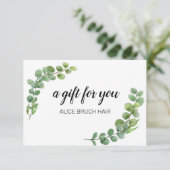Greenery Eucalyptus Modern Simple Gift Certificate (Staand voorkant)