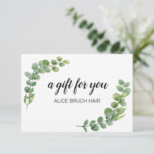Greenery Eucalyptus Modern Simple Gift Certificate (Staand voorkant)