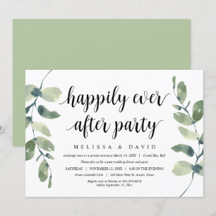 Greenery Eucalyptus, Modern Wedding Elopement Kaart