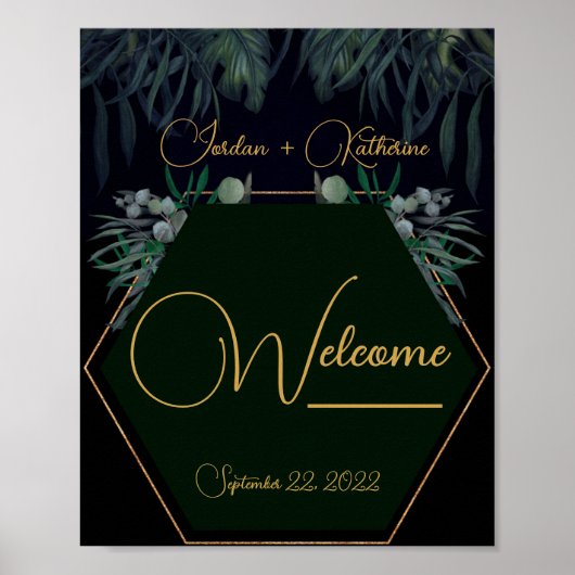 Greenery Eucalyptus Moody Welcome Wedding Poster (Voorkant)