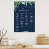 GREENERY EUCALYPTUS NAVY SEATING CHART, ALPHA POSTER (Keuken)