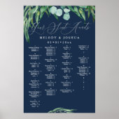 GREENERY EUCALYPTUS NAVY SEATING CHART, ALPHA POSTER (Voorkant)