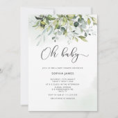 Greenery eucalyptus Oh baby baby shower Kaart (Voorkant)