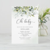 Greenery eucalyptus Oh baby baby shower Kaart (Staand voorkant)