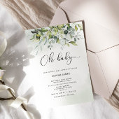 Greenery eucalyptus Oh baby baby shower Kaart