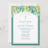 Greenery Eucalyptus Olive Geslacht Neutrale Baptis Kaart (Voorkant)