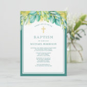 Greenery Eucalyptus Olive Geslacht Neutrale Baptis Kaart (Staand voorkant)