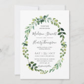 Greenery Eucalyptus Oval Wreated Botanical Wedding Kaart (Voorkant)