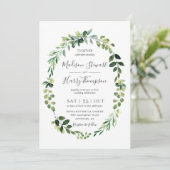 Greenery Eucalyptus Oval Wreated Botanical Wedding Kaart (Staand voorkant)