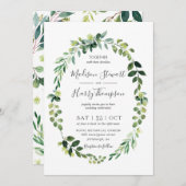 Greenery Eucalyptus Oval Wreated Botanical Wedding Kaart (Voorkant / Achterkant)