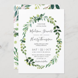 Greenery Eucalyptus Oval Wreated Botanical Wedding Kaart