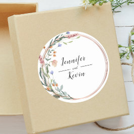 Greenery Eucalyptus Personalized Wedding Ronde Sticker