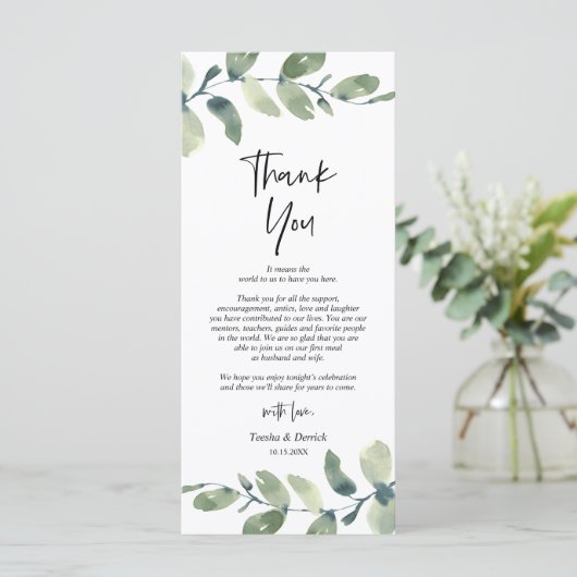 Greenery Eucalyptus Place Programmakaart (Staand voorkant)