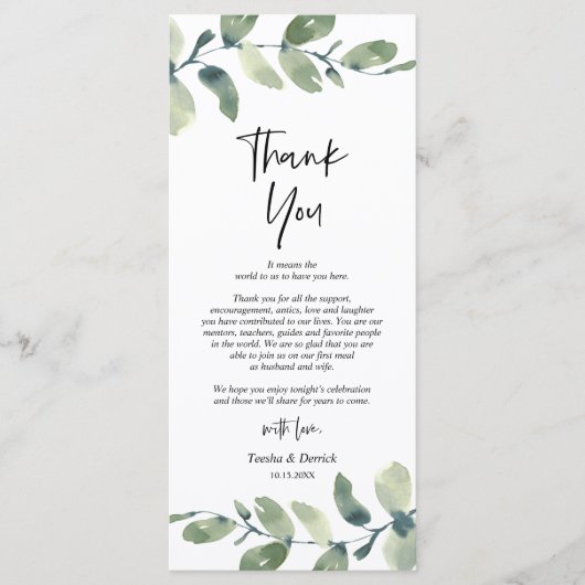 Greenery Eucalyptus Place Programmakaart (Voorkant)