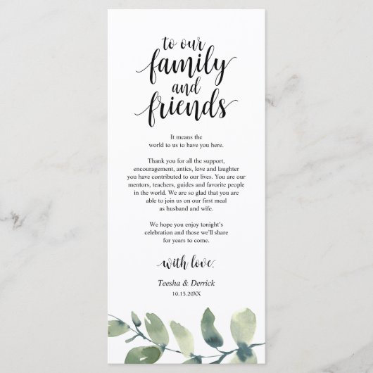 Greenery Eucalyptus Place Programmakaart (Voorkant)