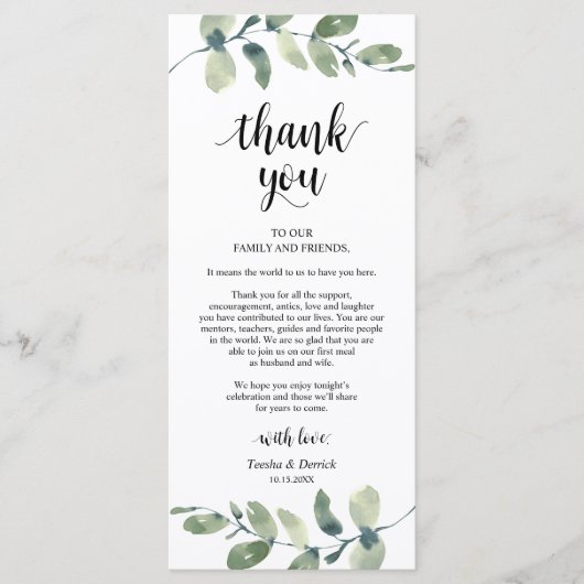 Greenery Eucalyptus Place Programmakaart (Voorkant)