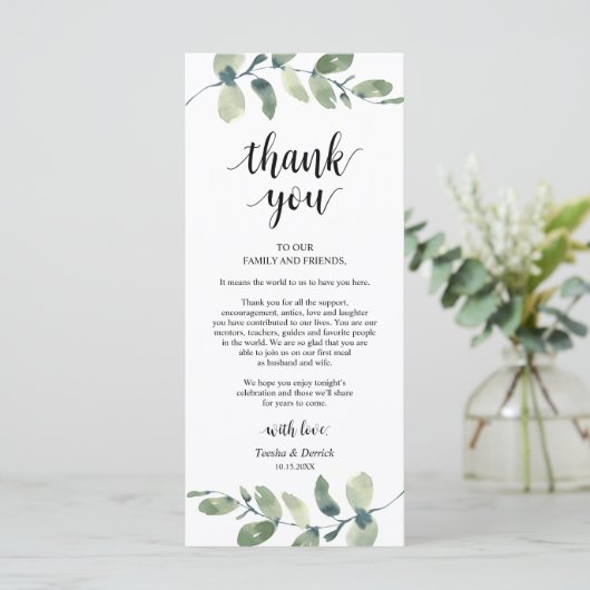 Greenery Eucalyptus Place Programmakaart (Staand voorkant)