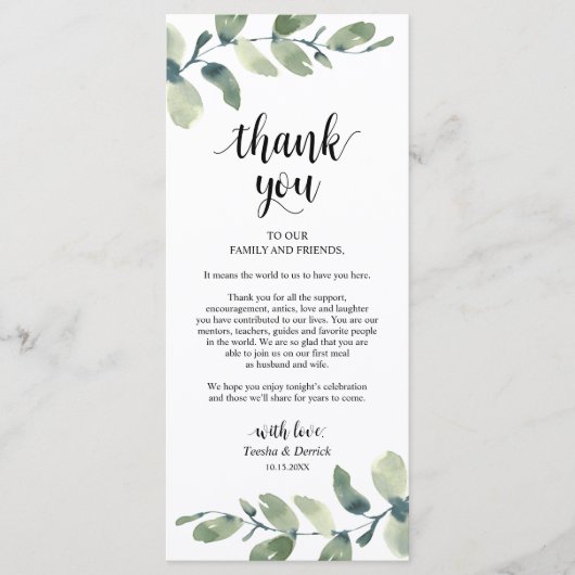 Greenery Eucalyptus Place Programmakaart (Voorkant)