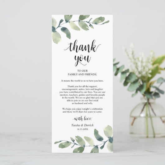 Greenery Eucalyptus Place Programmakaart (Staand voorkant)