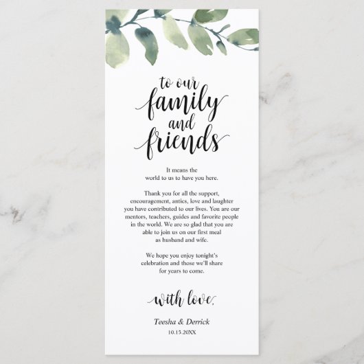 Greenery Eucalyptus Place Programmakaart (Voorkant)