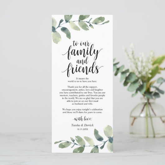 Greenery Eucalyptus Place Programmakaart (Staand voorkant)