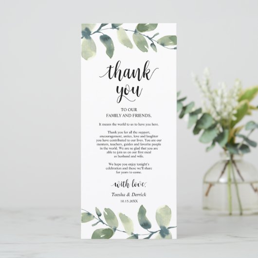 Greenery Eucalyptus Place Programmakaart (Staand voorkant)