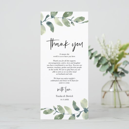 Greenery Eucalyptus Place Programmakaart (Staand voorkant)