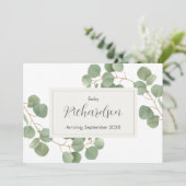 Greenery Eucalyptus Pregnancy Announcement Card Aankondiging (Staand voorkant)