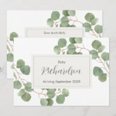 Greenery Eucalyptus Pregnancy Announcement Card Aankondiging (Voorkant / Achterkant)