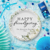 Greenery Eucalyptus Pumpkin Friendsgiving Dinner Papieren Bordje (Feest)