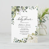 Greenery Eucalyptus Pumpkin Herfst Baby shower Kaart (Staand voorkant)