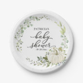 Greenery Eucalyptus Pumpkin Herfst Baby shower Papieren Bordje (Voorkant)