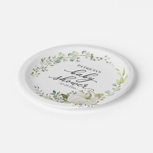 Greenery Eucalyptus Pumpkin Herfst Baby shower Papieren Bordje (Gekanteld)