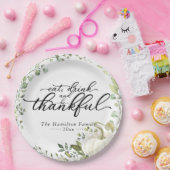 Greenery Eucalyptus Pumpkin Thanksgiving Dinner Papieren Bordje (Feest)