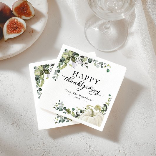 Greenery Eucalyptus Pumpkin Thanksgiving Dinner Servet