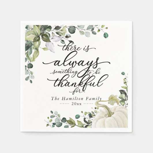 Greenery Eucalyptus Pumpkin Thanksgiving Dinner Servet (Voorkant)