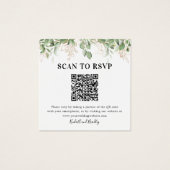 Greenery Eucalyptus QR Code Foto bruiloft RSVP Vierkante Visitekaartjes (Voorkant)